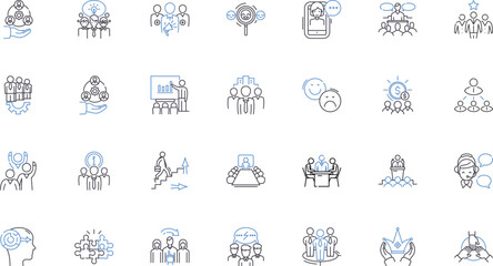 Collaborative partnership line icons collection. Synergy, Alliances, Cooperation, Teamwork, Collaboration, Unity, Co-creation vector and linear illustration. Joint effort,Partnerships,Shared goal