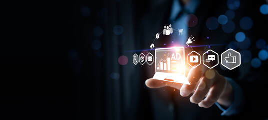 Digital marketing commerce online sale concept, Promotion of products or services through digital...