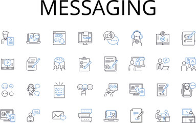 Messaging line icons collection. Chatting, Correspondence, Communicating, Texting, Emailing, Interacting, Exchanging words vector and linear illustration. Dialoguing,Conversing,Chattering outline
