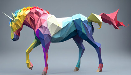 Obraz premium low poly art of a colorful horse unicorn
