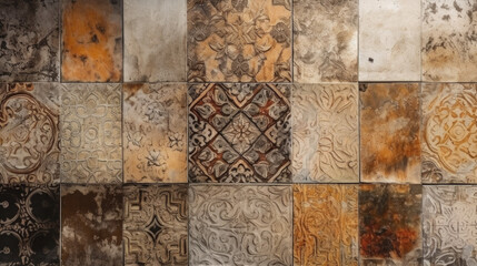 old vintage tiles texture pattern. Generative AI
