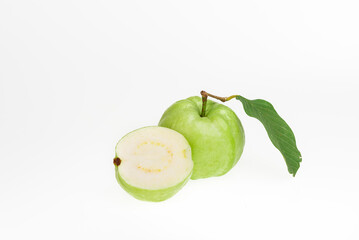 Guavas on white background