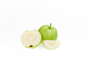 Guavas on white background