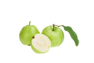 Guavas on white background