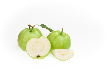 Guavas on white background