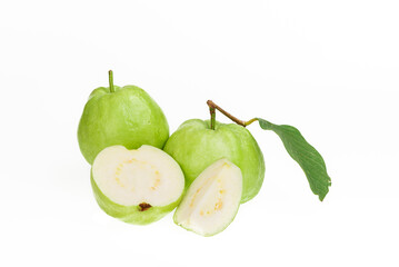 Guavas on white background