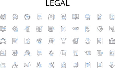 Legal line icons collection. Agile, Adaptable, Collaborative, Creative, Critical, Customizable, Efficient vector and linear illustration. Effective,Flexible,Forward-thinking outline signs set