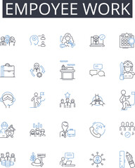 Empoyee work line icons collection. Staff duties, Labor inputs, Personnel activity, Workforce tasks, Service output, Job functions, Career labor vector and linear illustration. Employment action,Work