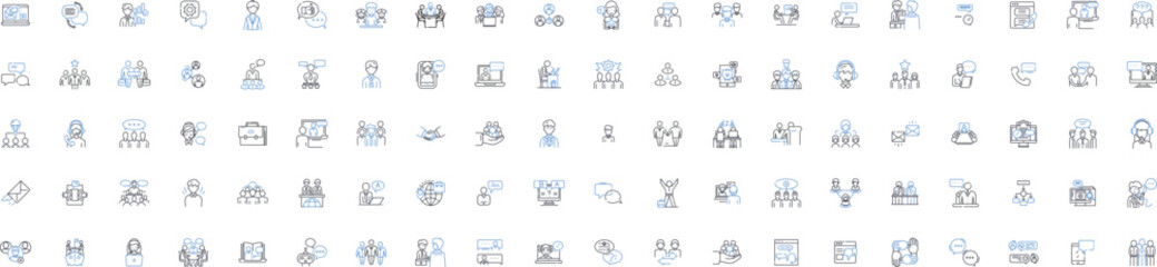 Customers line icons collection. Satisfaction, Loyalty, Engagement, Experience, Feedback, Retention, Acquisition vector and linear illustration. Advocacy,Trust,Relationship outline signs set