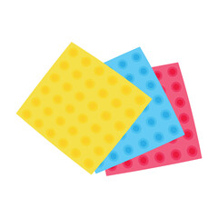 Colorful napkins for housecleaning on white background