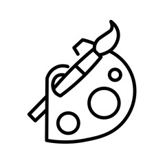 Palette with brush on white background