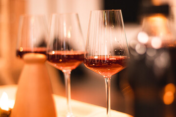 Glasses of wine decoration for easter, communion and passover