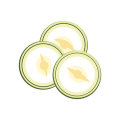 Slices of ripe radish on white background