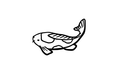 Fish animal Doodle art illustration with black and white style.