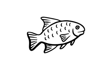 Fish animal Doodle art illustration with black and white style.