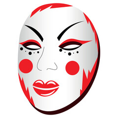 Japanese Kabuki mask on white background