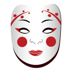 Japanese Kabuki mask on white background