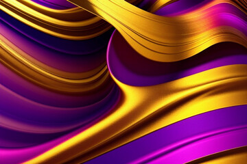 Abstract Fabric Background 3D Yellow and Purple Swirl. Made with Generative AI.