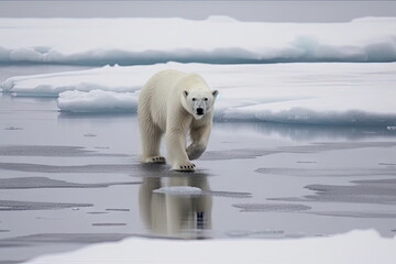 Polar Bear on ice, global warming concept
