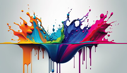 Abstract paint color background with splashes, oil paint, vector illustration, Made by AI,Artificial intelligence