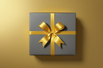 Gift Wrapped Present on Yellow Background, Made with Generative AI.