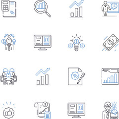 Mid-cap funds line icons collection. Growth, Value, Diversified, Stocks, Equity, Portfolio, Market vector and linear illustration. Returns,Investments,Performance outline signs set
