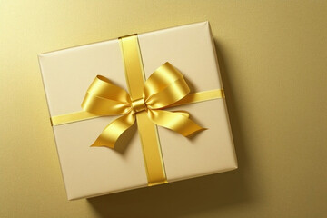 Gift Wrapped Present on Yellow Background, Made with Generative AI.