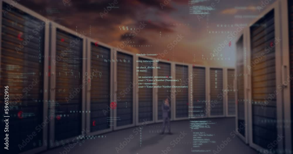 Poster animation of data processing over computer servers