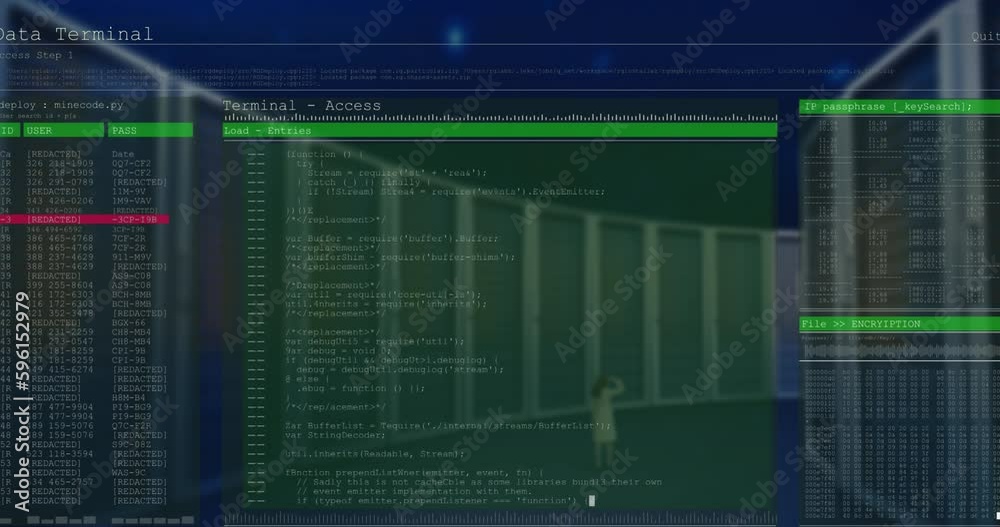 Poster animation of data processing over computer servers