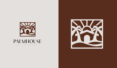 Palm House Logo. Universal creative premium symbol. Vector sign icon logo template. Vector illustration