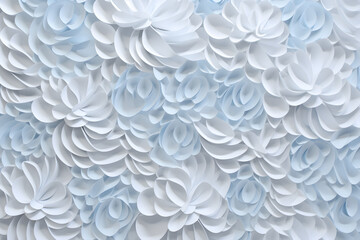 abstract blue background.Textured intricate 3D wall in light blue and white tones. the design looks like a close-up view of a blooming flower with petals. wallpaper art.  