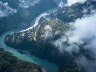 Aerial view of landscape at countryside in Yunnan province,China