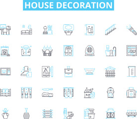 Naklejka na ściany i meble House decoration linear icons set. Aesthetics, Color, Texture, Style, Illumination, Ambiance, Pattern line vector and concept signs. Harmony,Minimalism,Modernism outline illustrations