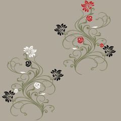 seamless vector flower design on black background