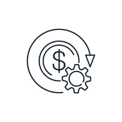 Obraz premium The active dollar Investment. Improvement of the financial mechanism. Vector linear icon isolated on white background