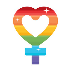 Rainbow heart shape icon, symbol of love