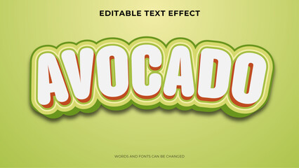 avocado text effect with 3d style