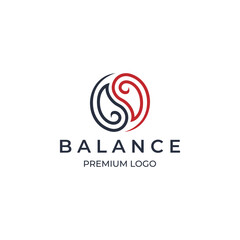 Balance Yin Yang logo line art outline vector illustration template