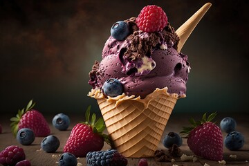 delicious acai ice cream, 4k image of acai ice cream, generative AI