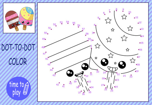 Collections of mini-games. Connect the dots and color the picture. ice cream