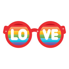 Fashion eyeglasses with rainbow and love word
