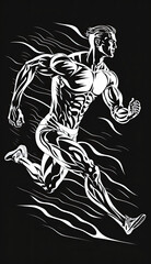 Fototapeta premium running monochrome, AI Generative