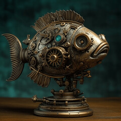 Fototapeta na wymiar Mechanical Steampunk Fish Model