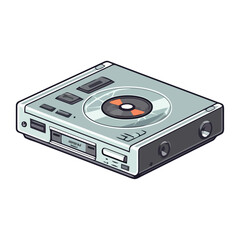 Fototapeta premium Old fashioned turntable playing audio cassette at nightclub party