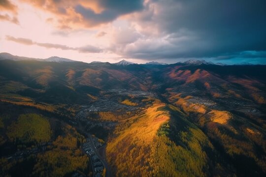 A time-lapse from above capturing the autumn spectacle of Aspen, CO. Generative AI