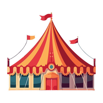 Summer carnival celebration with multi colored entertainment tent