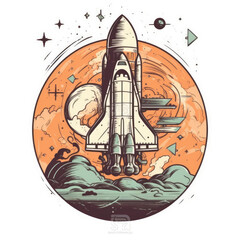 space t-shirt illustration