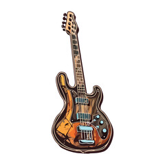 Obraz premium golden electric guitar musical instrument icon