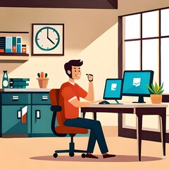 Fototapeta premium person working on computer