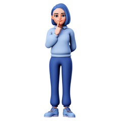 Cute Chubby Cartoon Character With Daydreaming Gesture, analyzing Thinking, 3D Render Illustration